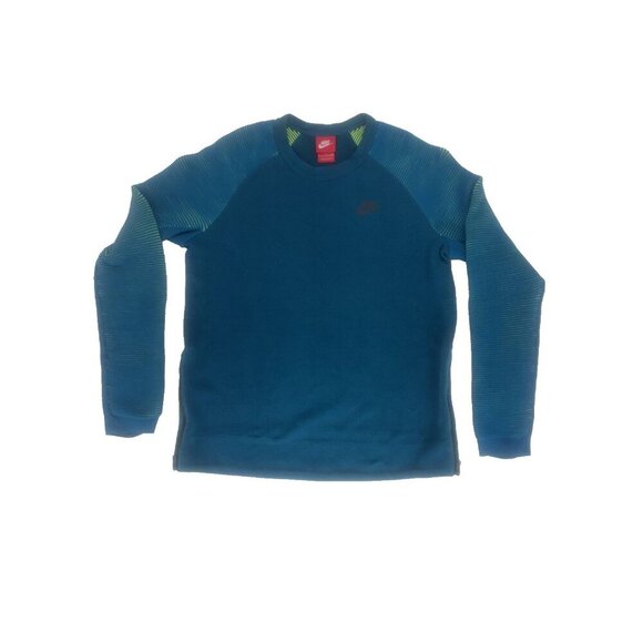 Nike Woman's S Sportswear Tech Fleece Crew 809537 301 Turquoise Volt Sweatshirt - Picture 2 of 10